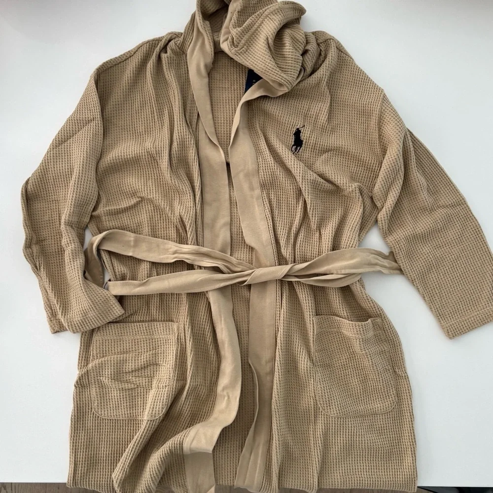 Polo Ralph Lauren Men’s Thermal Hooded Robe Size Large / XL New Tan